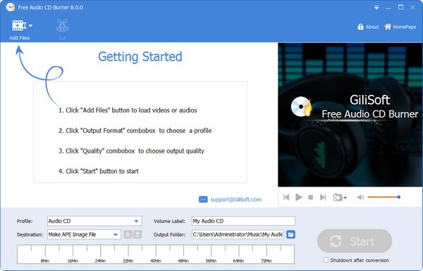 Free Audio CD Burner(免费音频光盘刻录软件) v8.0.2截图 Free Audio CD Burner(免费音频光盘刻录软件) v8.0.2-Free Audio CD Burner(免费音频光盘刻录软件) v8.0.2免费下载