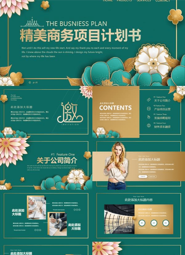 精美绿底金边花卉商业计划书PPT模板 v1.20截图 精美绿底金边花卉商业计划书PPT模板 v1.20-精美绿底金边花卉商业计划书PPT模板 v1.20免费下载