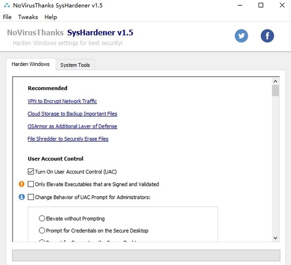 NoVirusThanks SysHardener(电脑系统权限工具) v1.7截图 NoVirusThanks SysHardener(电脑系统权限工具) v1.7-NoVirusThanks SysHardener(电脑系统权限工具) v1.7免费下载