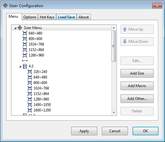 Sizer Configuration(窗口大小调整工具) v4.4-Sizer Configuration(窗口大小调整工具) v4.4免费下载