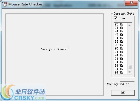 鼠标速率测试器 Mouse Rate Checker v1.4截图 鼠标速率测试器 Mouse Rate Checker v1.4-鼠标速率测试器 Mouse Rate Checker v1.4免费下载