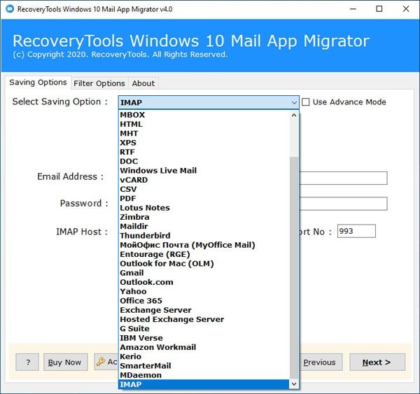 RecoveryTools Windows 10 Mail App Migrator(邮件转换工具) v4.2-RecoveryTools Windows 10 Mail App Migrator(邮件转换工具) v4.2免费下载
