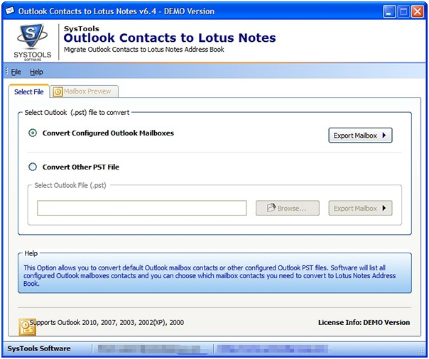 SysTools Outlook Contacts to Lotus Notes(邮箱处理工具) v6.7截图 SysTools Outlook Contacts to Lotus Notes(邮箱处理工具) v6.7-SysTools Outlook Contacts to Lotus Notes(邮箱处理工具) v6.7免费下载