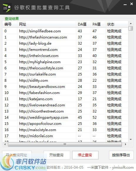 一米谷歌权重批量查询工具 v2016.04.08-一米谷歌权重批量查询工具 v2016.04.08免费下载