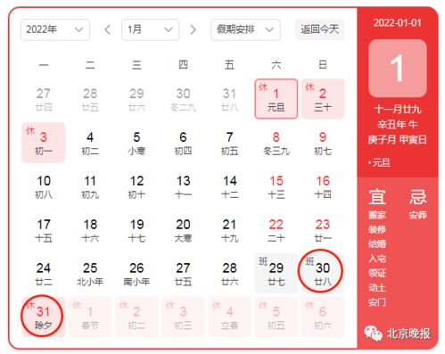 2022年日历带农历黄历